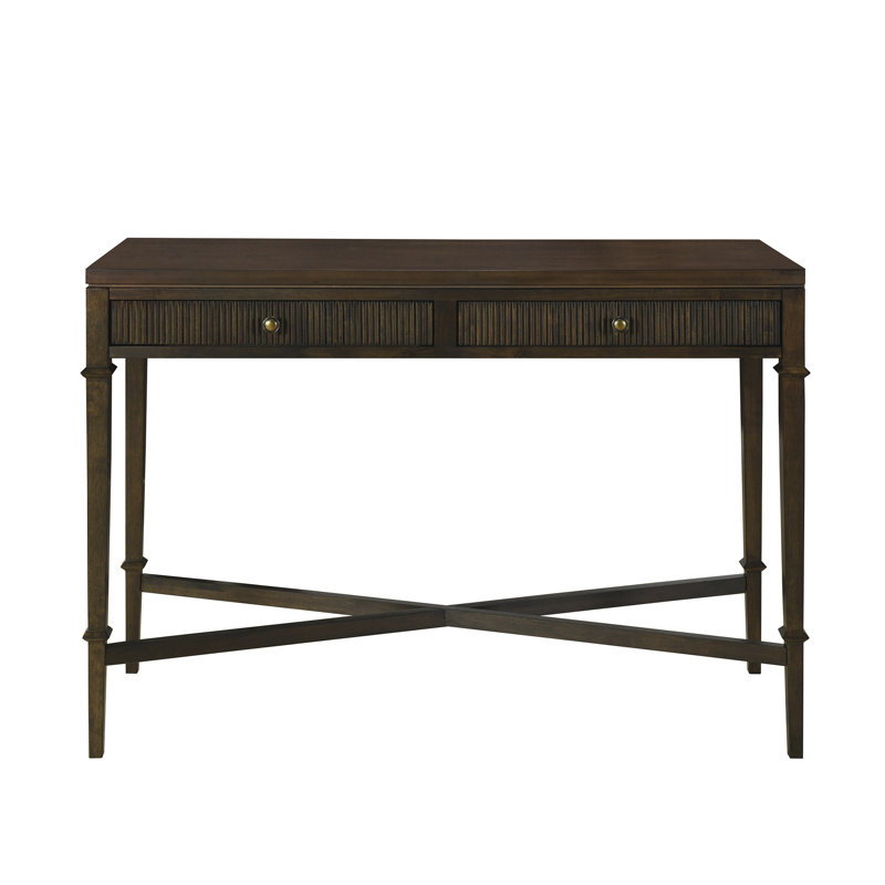 Kenna Dark Brown Wood and Metal Console Table with Storage