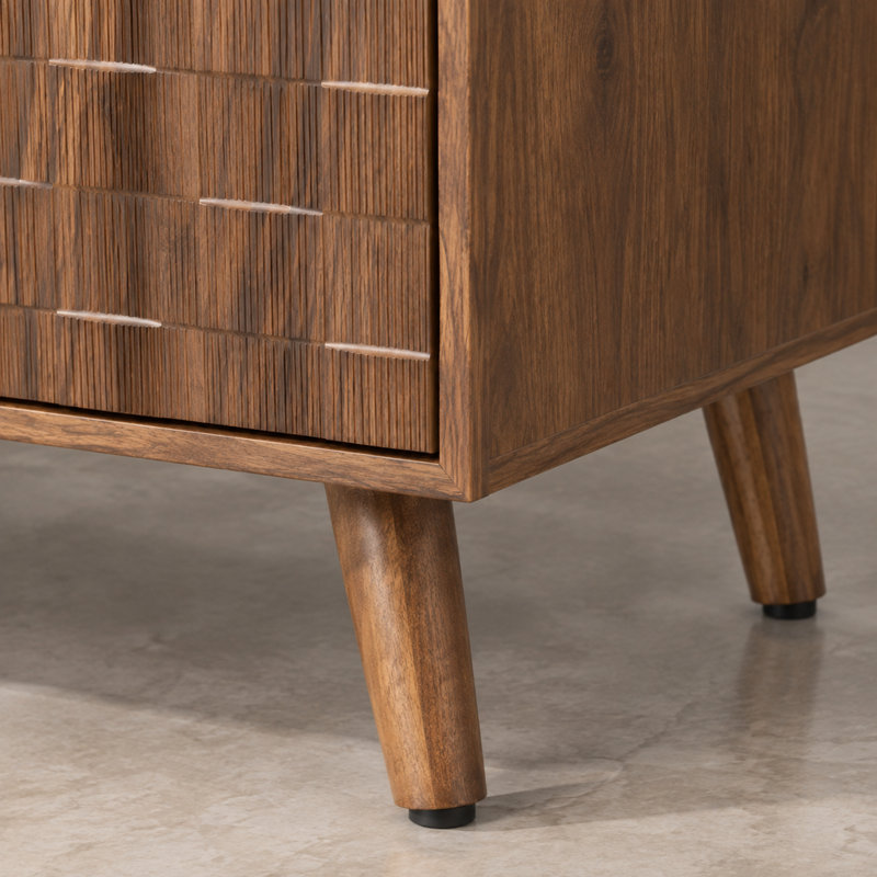 Console multimédia en noyer de 175 cm (68,94 pouces) avec 3 armoires et 4 tablettes ouvertes pour le salon