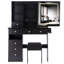 Table de coiffeuse et tabouret de bureau de 37 po avec tiroir à gauche, 2 prises AC +, support pour sèche-cheveux, miroir à DEL tactile 3 couleurs, style américain avec coussin intégré