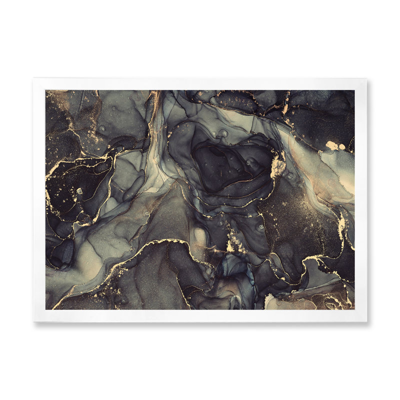 «Black Gold Infusion», reproduction d'art sur toile, H 34 po x l 44 po, Cadre photo blanc