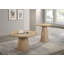 Table de bout ronde à piédestal unique avec structure en bois d'hévéa et finition chêne