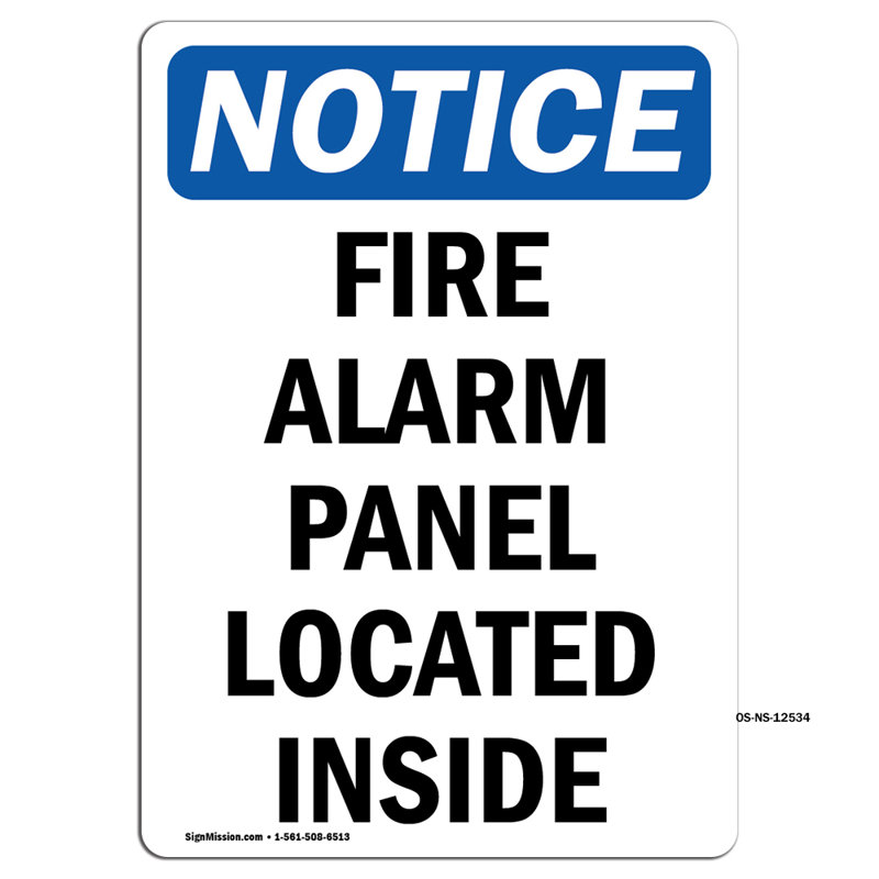 Autocollant de panneau d'alarme d'incendie situé à l'intérieur 7 po x 5 po