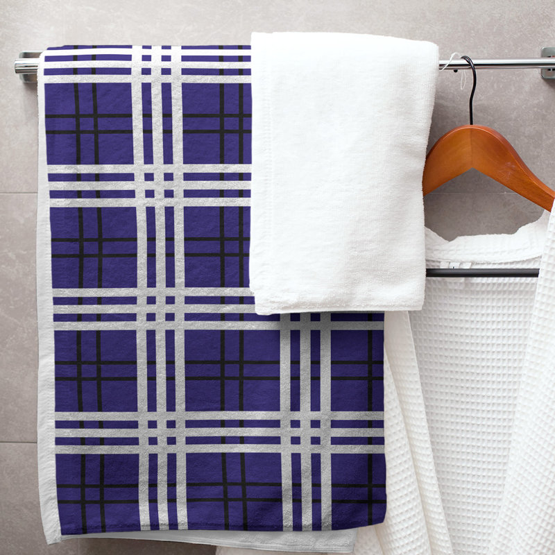 Serviette de bain Baltimore football Luxury, Mélange polyester-coton, Mauve / noir / blanc