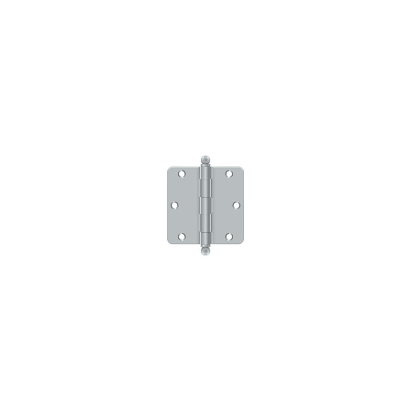 Deltana S35R426-BT 3-1/2" x 3-1/2" x 1/4" Radius Hinge, w/ Ball Tips in Polished Chrome Pair, Brushed Chrome