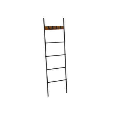 Towel Blanket Ladder Shelf Rack With Hooks