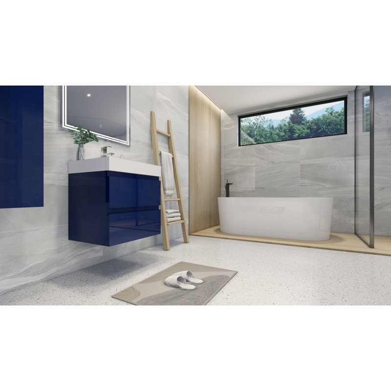 Mitul 23.5'' Single Bathroom Vanity with Acrylic Top, Night Blue