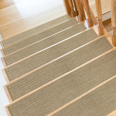 Stair Treads Non Slip For Wooden Steps Indoor  Extra Wide Stair Tread Carpet Stairs Runner Step Pads With Reusable Adhesive For Dogs Kids Elders Machine Washable Beige