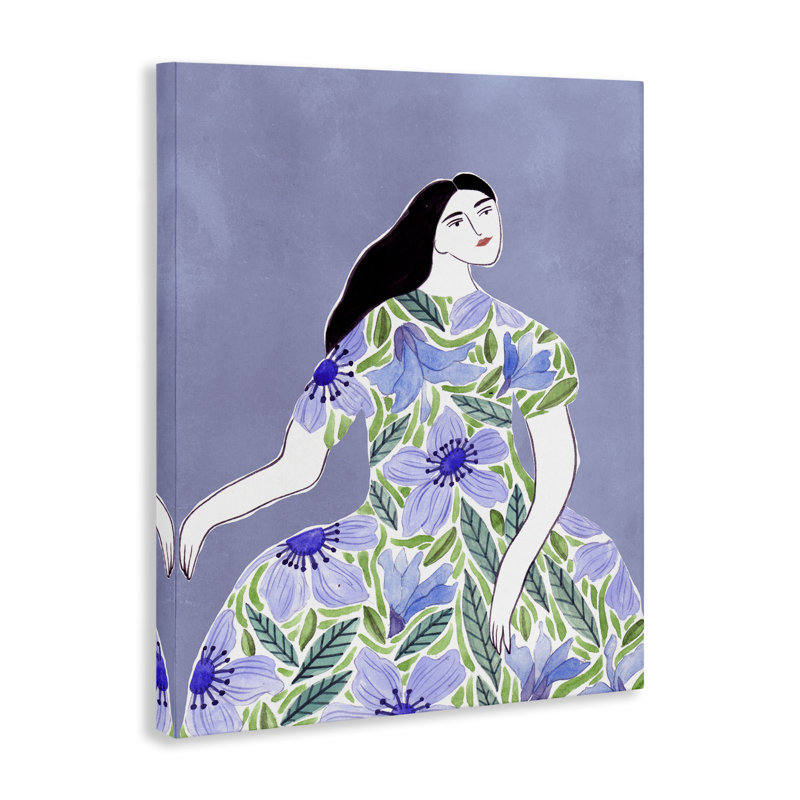  «Woman in Blue Floral Gown» par Melissa Wang, H 40 po x l 30 po