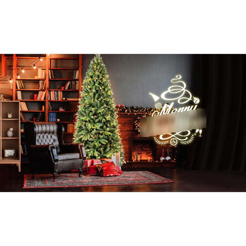 Arbre de Noël de 5 pi avec 756 pointes de texture réalistes et 250 lumières à DEL chaleureuses réparties uniformément, + pe, branches à charnières pour une installation rapide, support en métal robuste