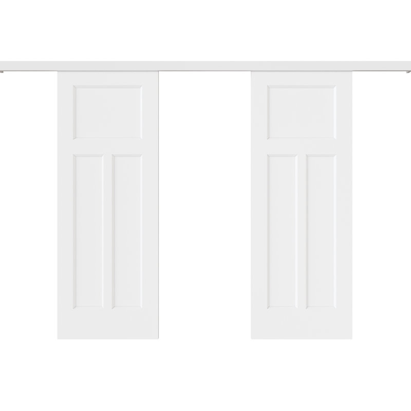 80"H 3Lite Waterproof White Primed Solid Core Composite MDF Wood Sliding Barn Door With Hardware Kit, 60" x 80"