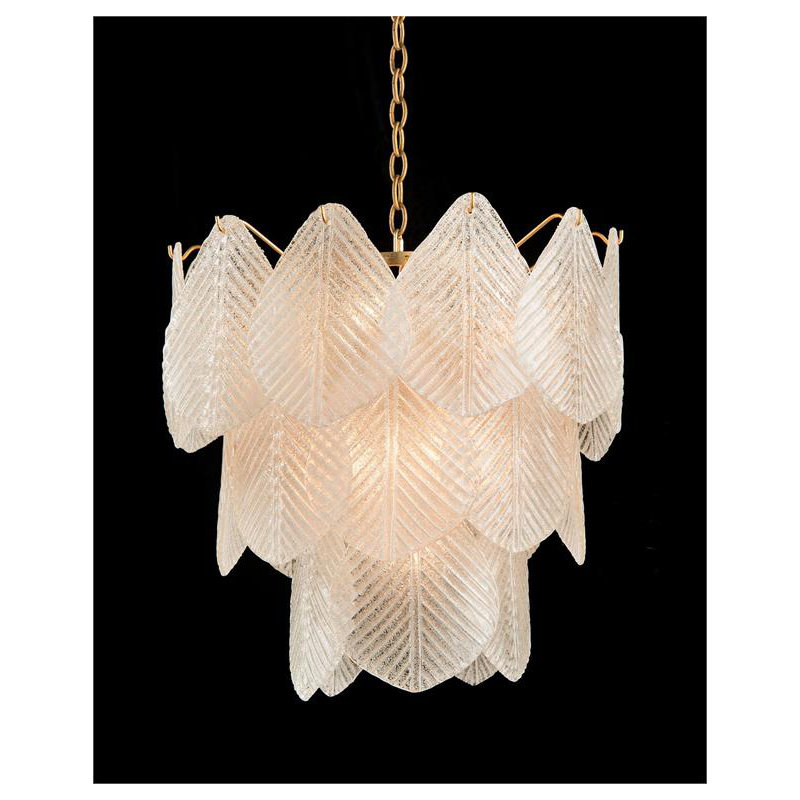 Lustre en verre givré à neuf lumières