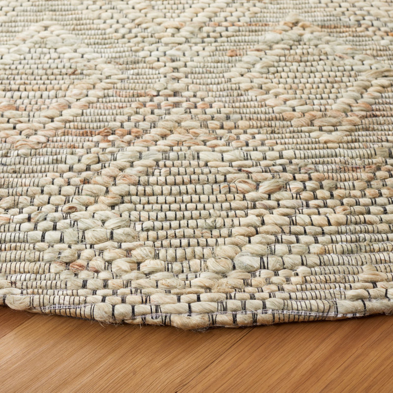 Karaline Hand Woven Jute And Cotton With Latex Geometric Rug, Rectangle 5' x 8'