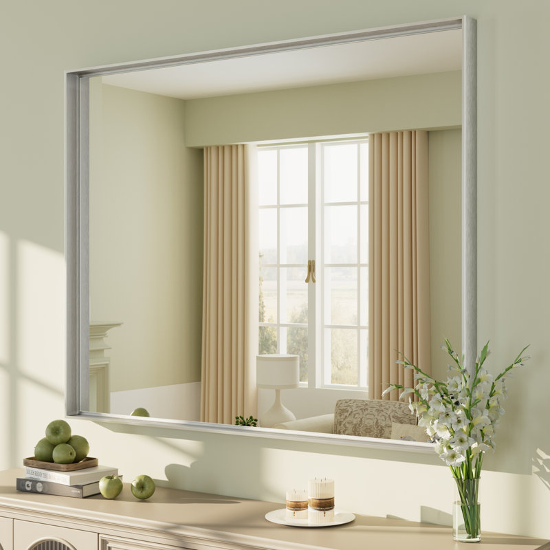 Miroir mural Aevar, 40 po x 32 po, Argent brossé