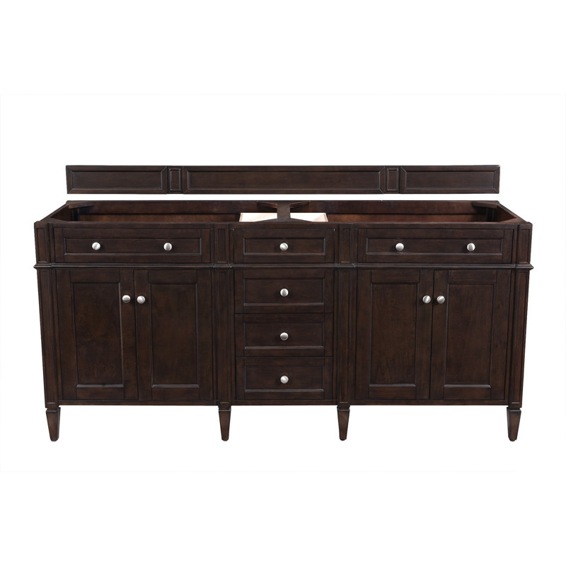 Brittany 72'' W Double Bathroom Vanity Base, Burnished Mahogany