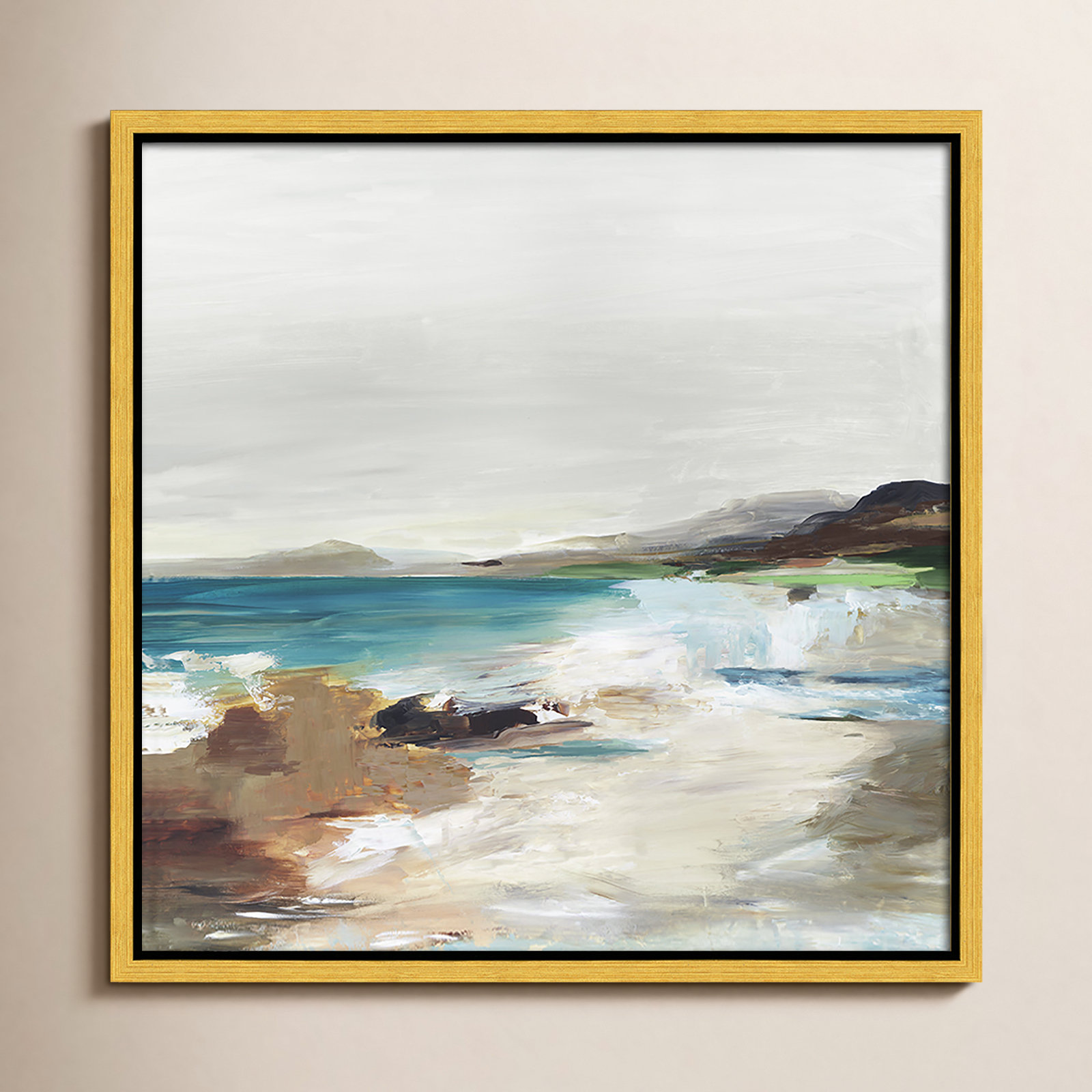 Edan "Calm Lake II" Print by Allison Pearce, 13.5" H x 13.5" W, Gold Framed