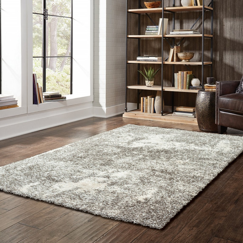 Tapis gris / ivoire Angiens, Rectangle 7 pi 10 po x 10 pi 10 po