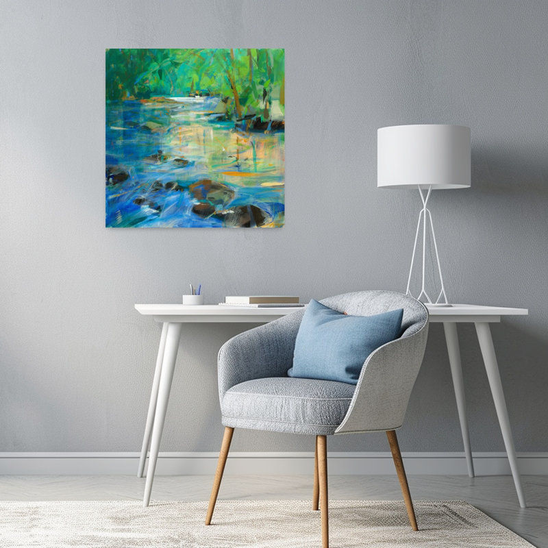 Centrage contemporain, paysage abstrait, art naturel, H 24 po x l 24 po