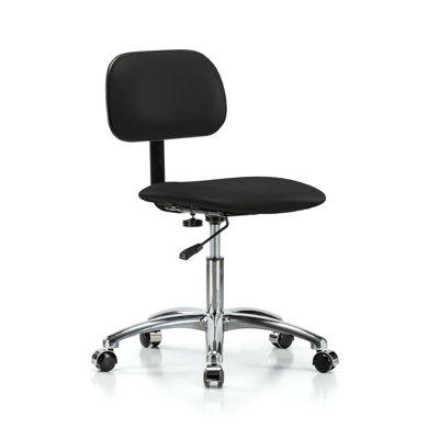 PERCH Chrome Lab Chair with Adjustable Backrest | Desk Height 17-22"