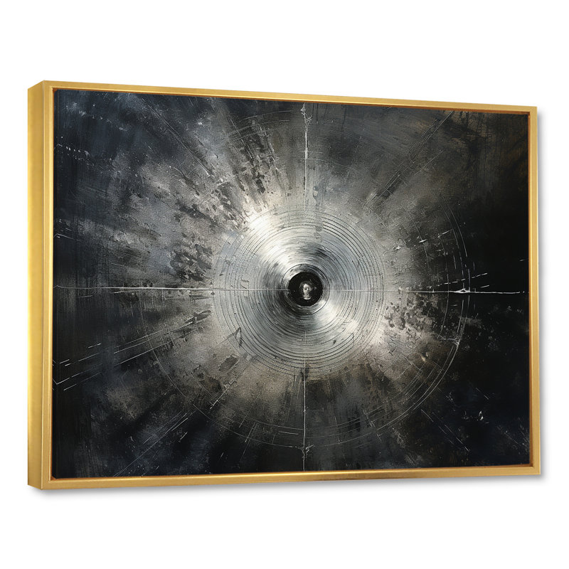 «Music Cymbals Resson Metallic Silver», reproduction d'art sur toile encadrée, Cadre flottant doré