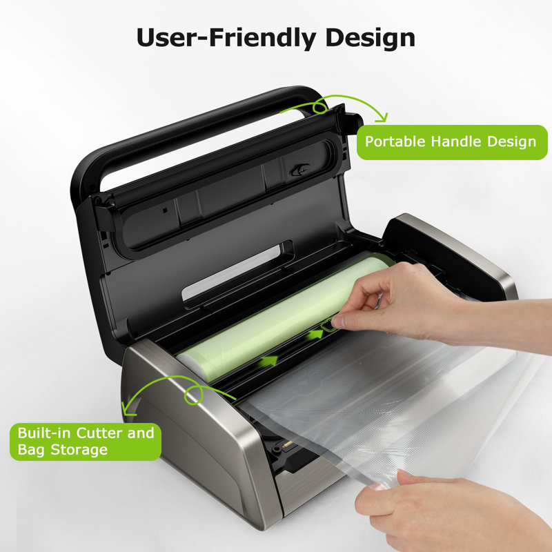 Black Stainless Steel High-Speed Vacuum Sealer with Built-In Cutter