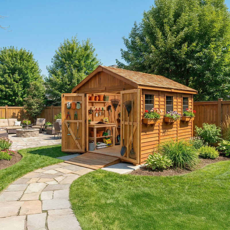 8 ft. W x 12ft D SpaceMaster Cedar Wood Storage Shed