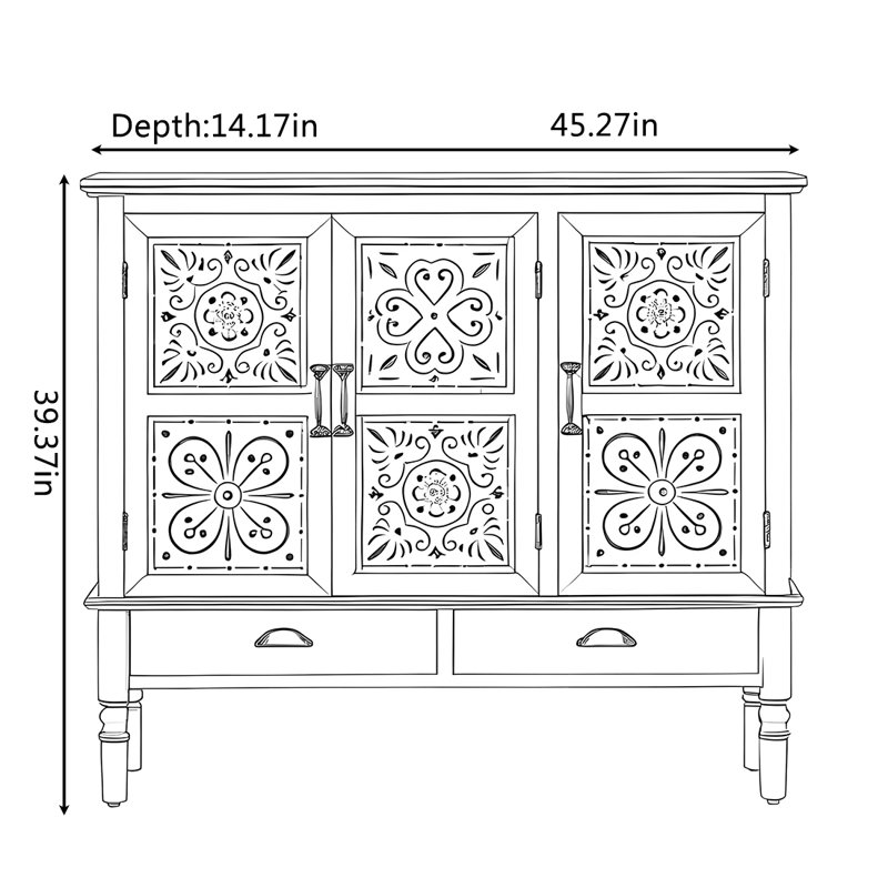 American-style retro antique carved cabinet