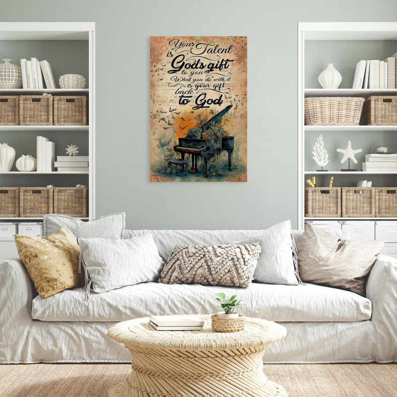 «Piano Your Talent Is Gods Gift», impression sur toile, H 36 po x l 24 po x P 1,25 po