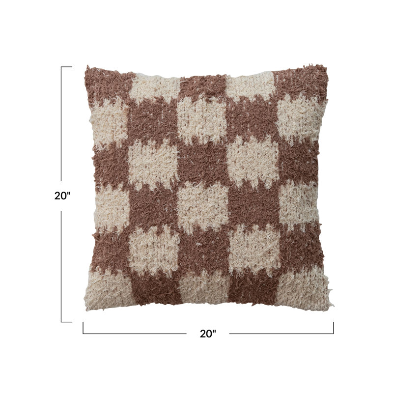 Rustic Check Woven Cotton Pillow