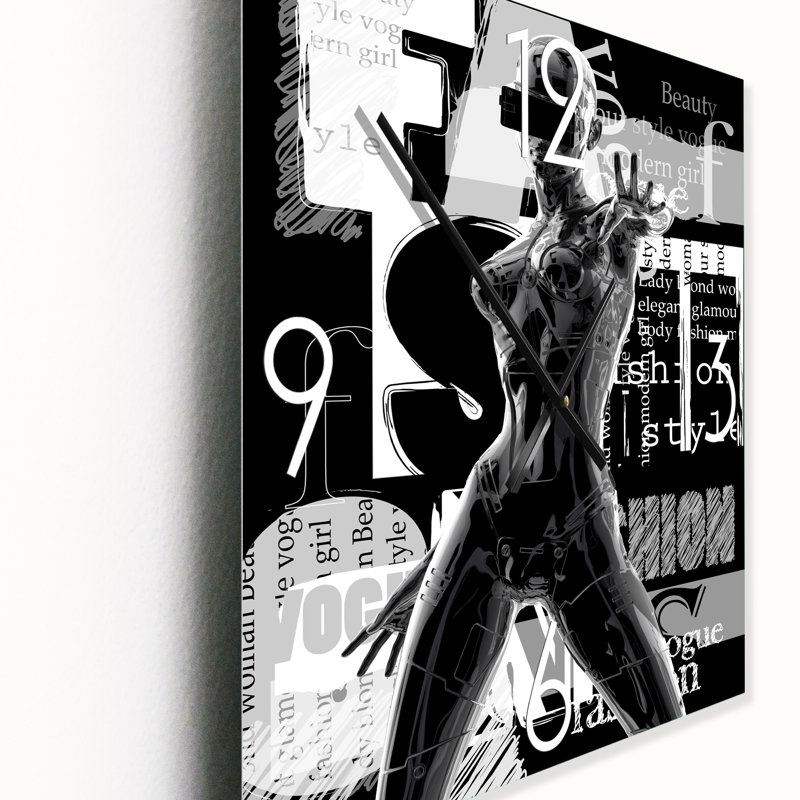 Horloge murale moderne Cyborg Body II monochrome, Grand