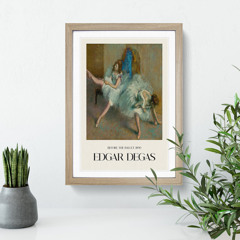 Before the Ballet by Edgar Degas - Picture Frame Graphic Art, Oak Framed, 48cm H x 36cm W x 2cm D