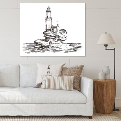 " Monochrome Lighthouse And Sea "