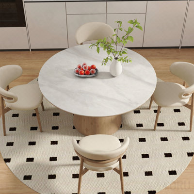 20 Inch Round Tempered Glass Table Top With Marble Design, Diy Replacement & Cover Desktop, Gray Dining Tabletop, Coffee Tabletop, Patio Tabletop, Suitable For Indoor & Outdoor