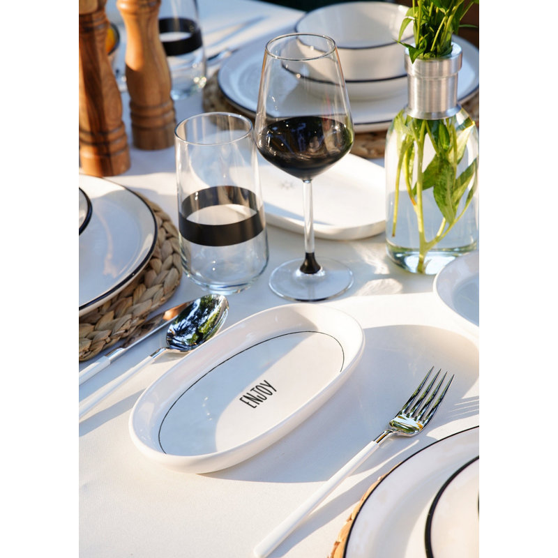 Elegant 4-Piece Platter Set, White Ceramic, 6.7 x 2.4 x 0.8 inches | 100% Dishwasher Safe | Perfect for Serving Appetizers & Desserts | Stylish Addition to Any Dining Table, Durable and Easy to Clean