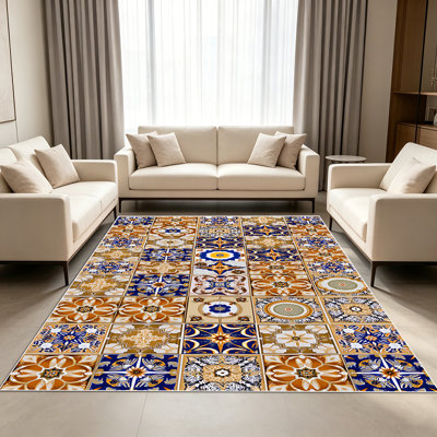 1PC Moroccan - style Area Rugs for Living Room, Soft and Comfortable, Suitable for all seasons, easy - to - maintain, machine washable Indoor floor mat, Under Table Farmhouse suitable for Bedroom, Kitchen, Dining Room, Patio, Balcony, Home Decor