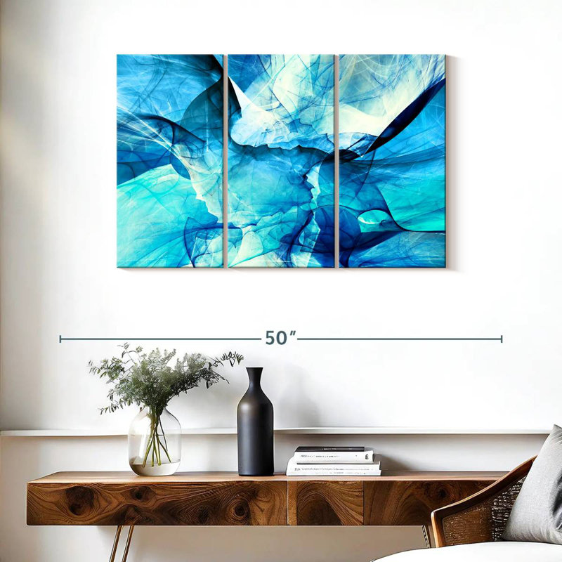 Avery Blue Blurs Abstract, 24" H x 38" W