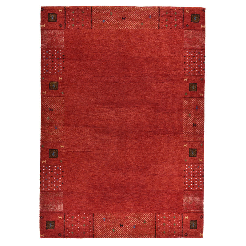 Hand Knotted Wool Red Rug, Rectangular 70 x 140cm
