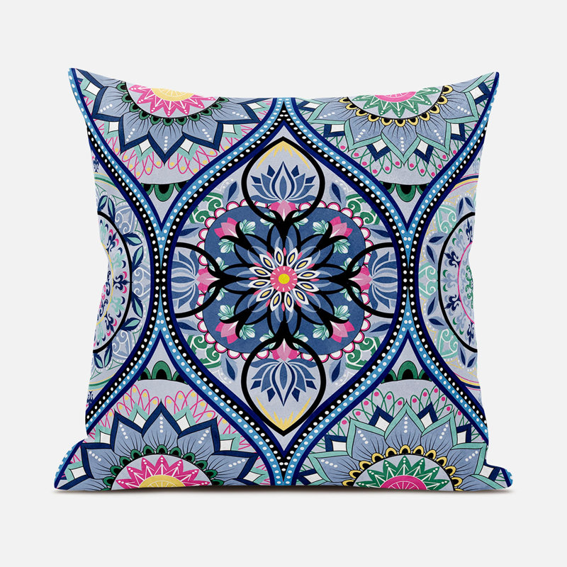 Housse et insert de coussin décoratif en polyester, 20 po x 20 po, Gris / bleu