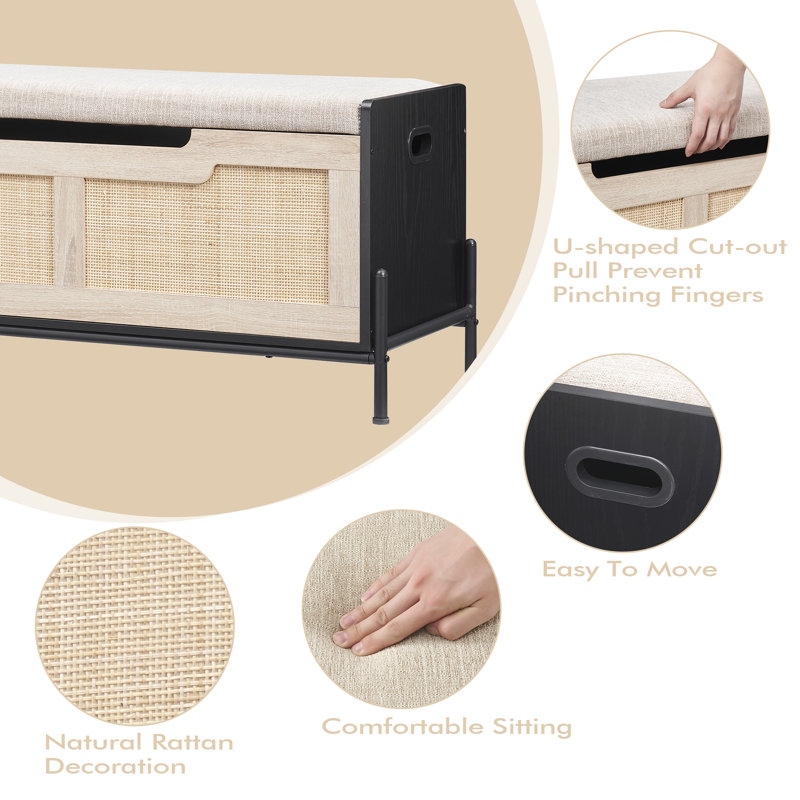 Entryway Bench with Storage, 21.20" H x 39.40" W x 15.70" D