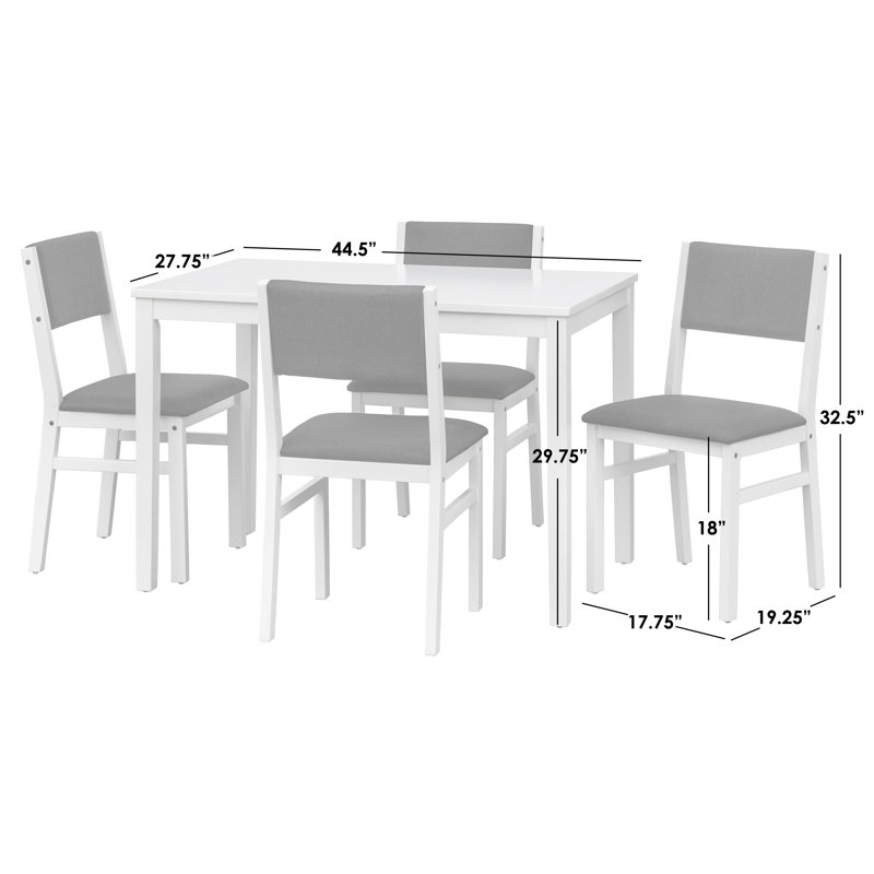Ensemble de salle à manger en bois massif 5 pièces Bladyn, Noir