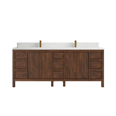 84'' Double Bathroom Vanity with Quartz Top