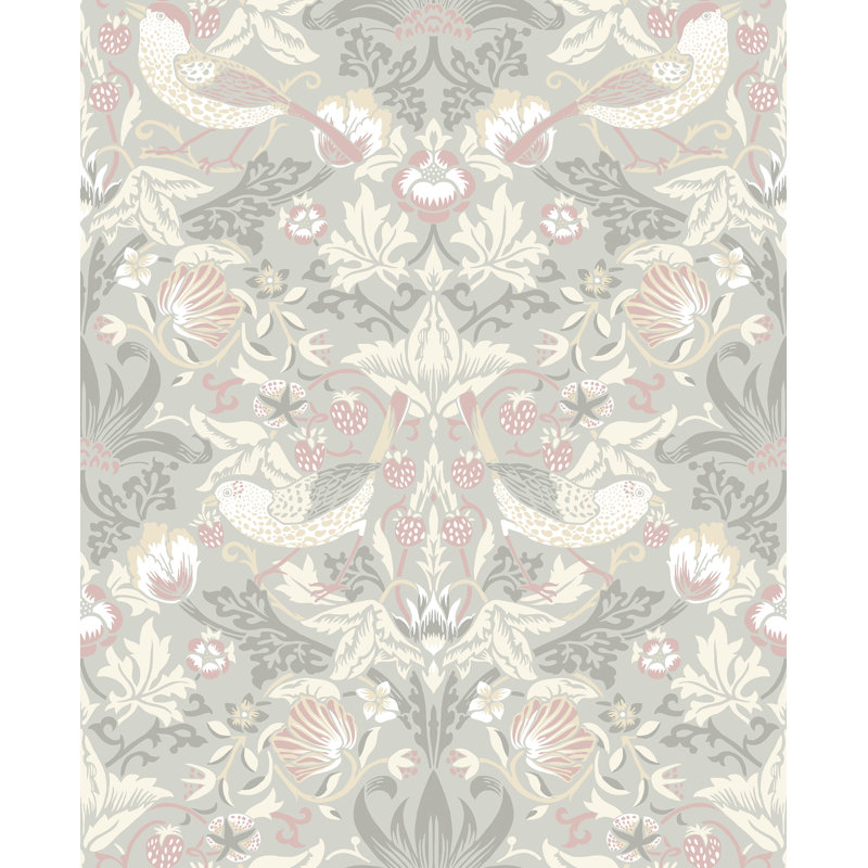 Mamadou Fragaria Garden 10.05 m x 53 cm Wallpaper Roll, Grey/Taupe/White