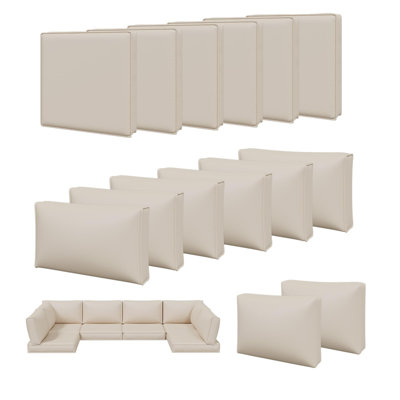 Ensemble de 14 housses pour coussins modulaires d'extérieur, housses imperméables pour meubles à fermeture à glissière, housses seulement