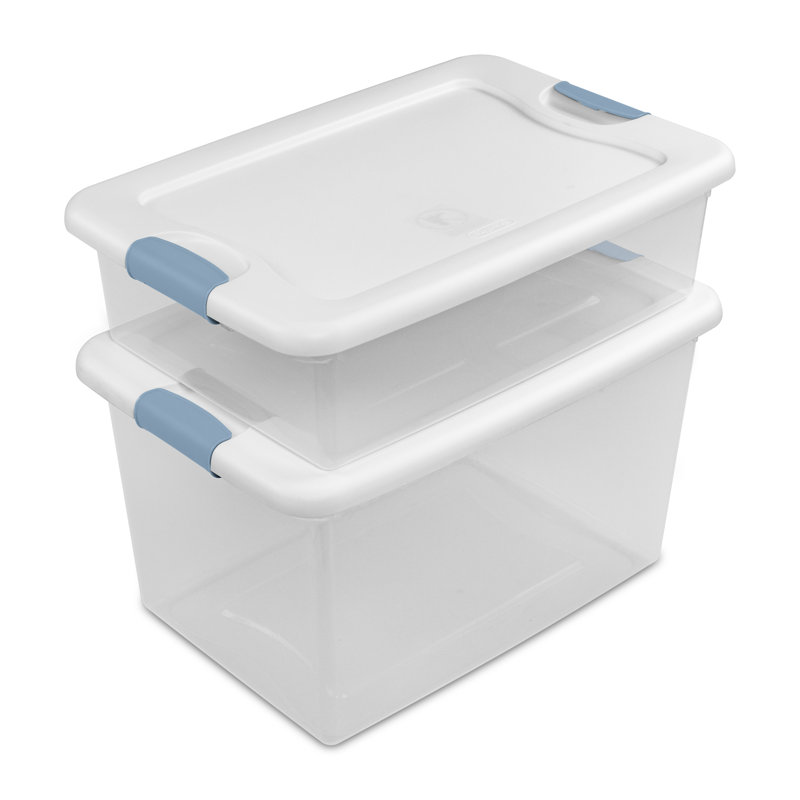 64 Quart Clear Plastic Stackable Storage Bins with Latching Lids