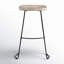Tabouret de bar et de comptoir Geonna en bois massif, style selle, avec repose-pieds-366021844-343382046