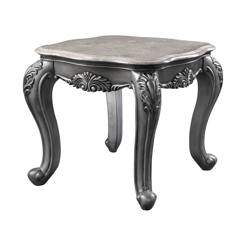 Table de bout, plateau en marbre naturel et platine