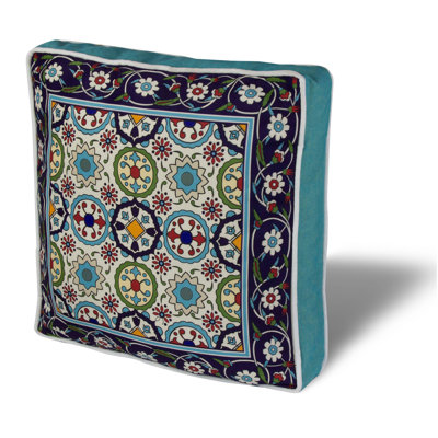 Dolly-Rose Polyester/Cotton Floor Square Indoor/Outdoor Pillow Cover & Insert