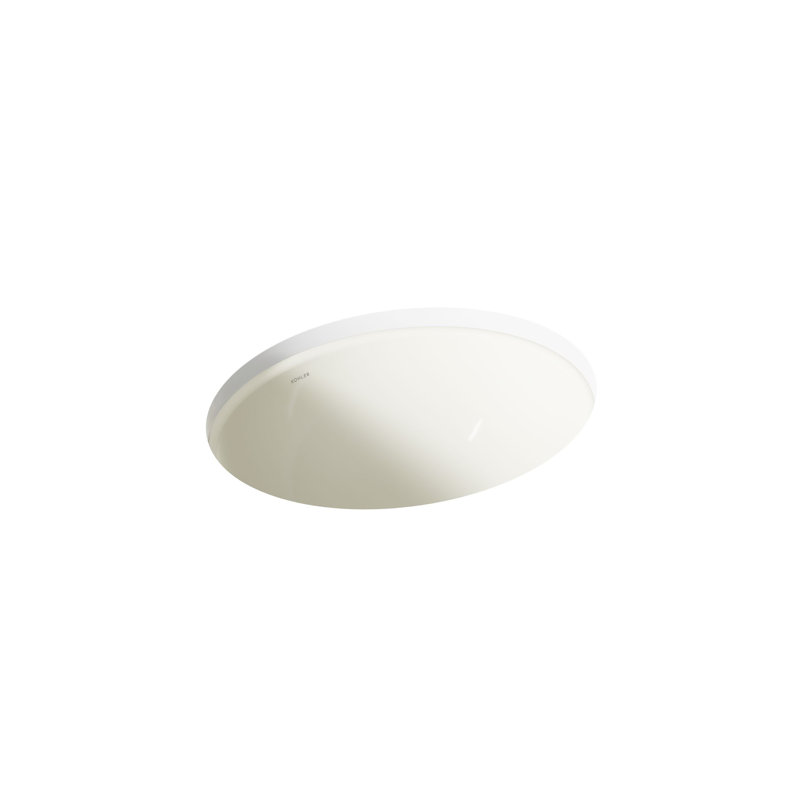 Caxton Ceramic Oval Undermount Bathroom Sink, Biscuit