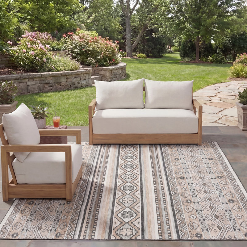 Tapis intérieur / extérieur Karenann Sunrise Performance Southwestern, Rectangle 8 pi x 10 pi