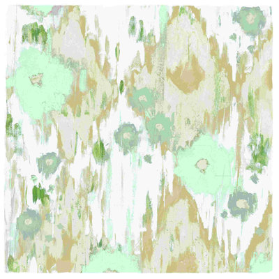 Ikat Drippy Flowers Mint - peinture sur toile tendue