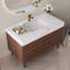 Meuble-lavabo luxueux avec lavabo encastré et 4 tiroirs à fermeture en douceur, comptoir en pierre frittée durable, armoire en bois imperméable